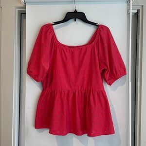 Peplum Blouse Coral Eyelet Peasant blouse